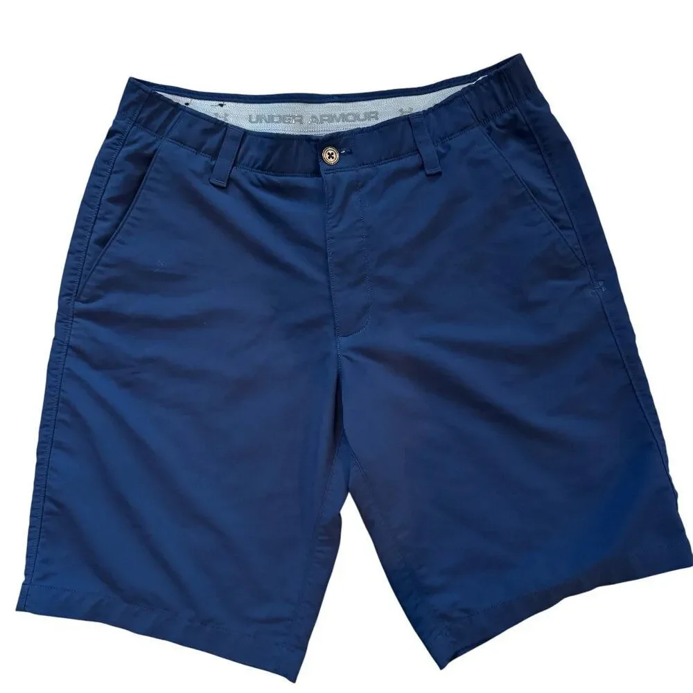 Under Armour Men HeatGear Golf Shorts 36 Navy Blue Performance Stretch Athletic